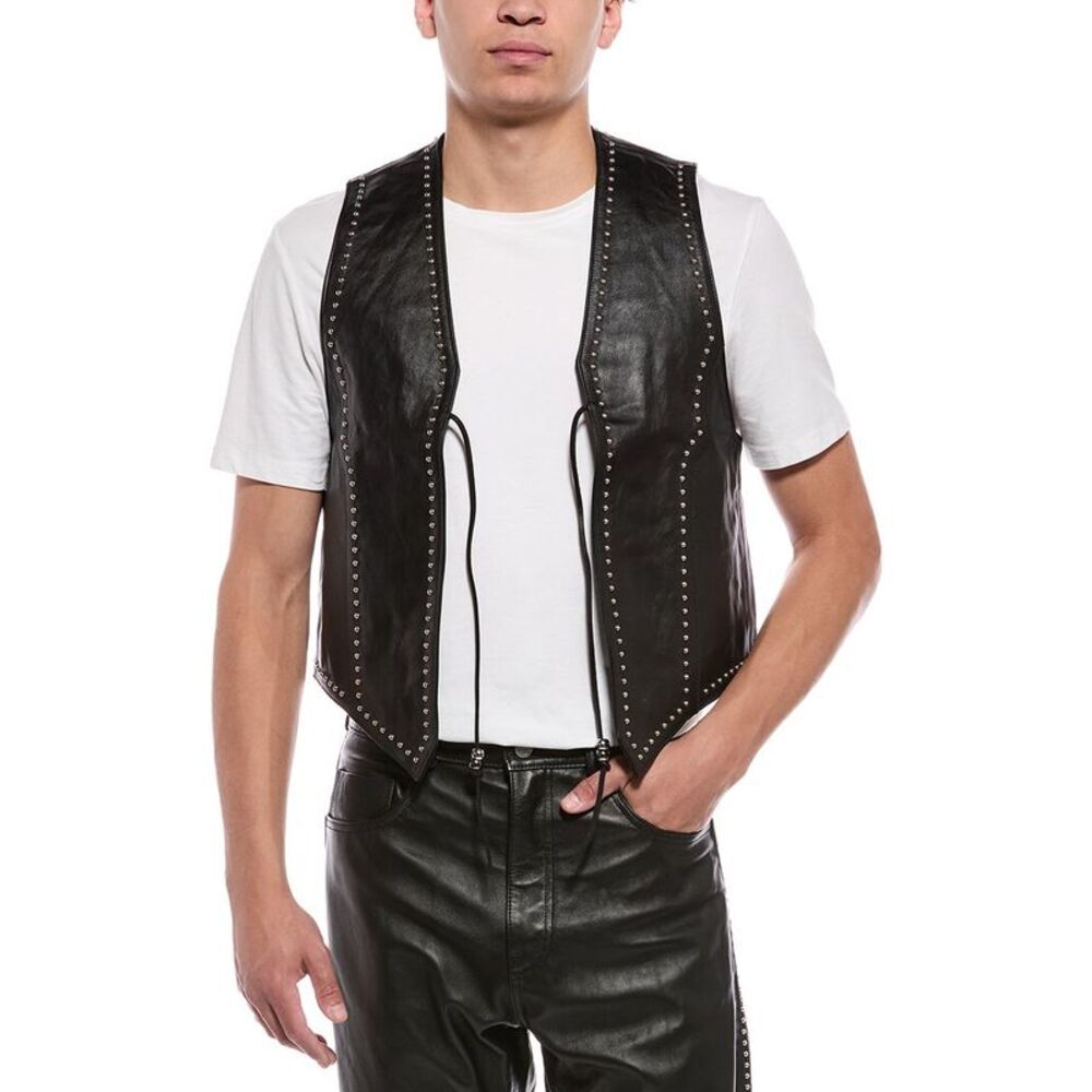 Blk Dnm Mens Leather Vest, Black